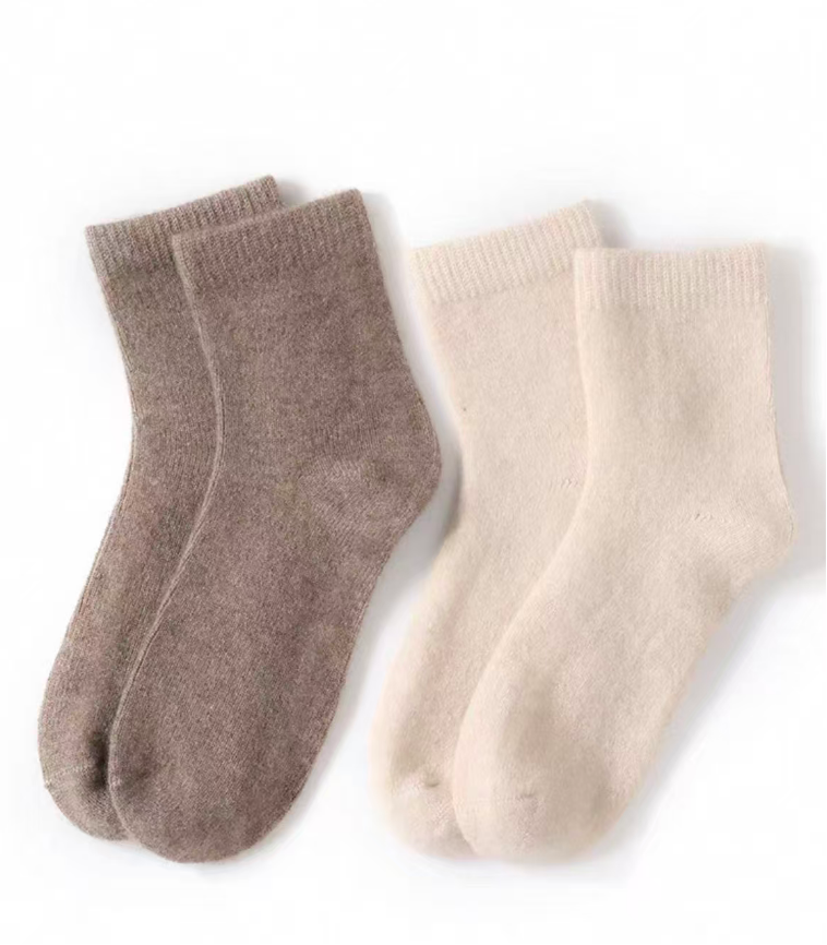 Kaschmir-Socken in Beige und Cream